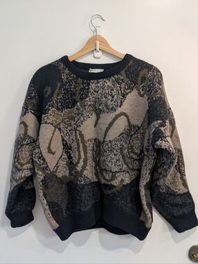 Vintage Far Horizons Australia Wool Sweater Men's Large Black/Beige/Khaki